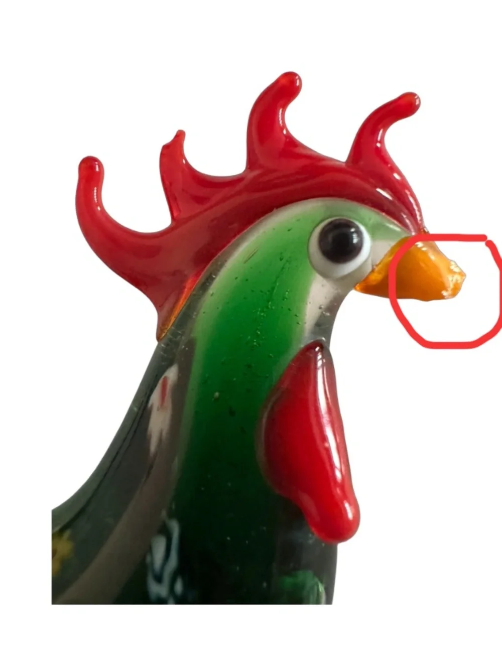 Hand-blown Green Art Glass Rooster Wine Bottle Stopper